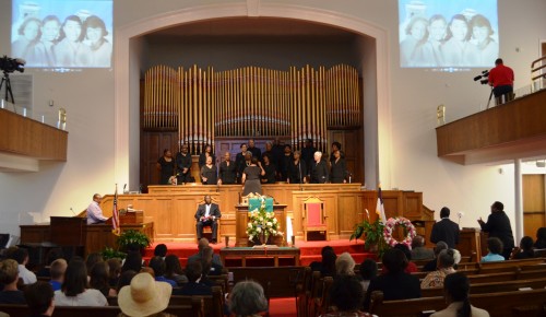 The choir sings at the commemoration of the 62nd anniversary of the bombing of Sixteenth Street Baptist Church in Birmingham. (Michael Tomberlin/Alabama NewsCenter)