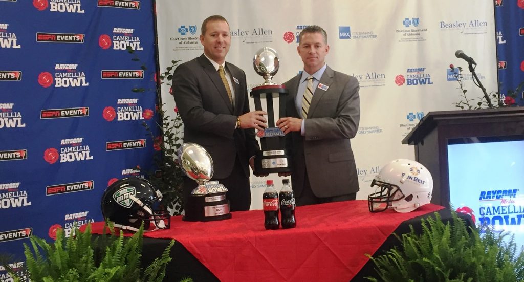 Appalachian State head football coach Scott Satterfield and Toledo head football coach Jason Candle. (contributed)